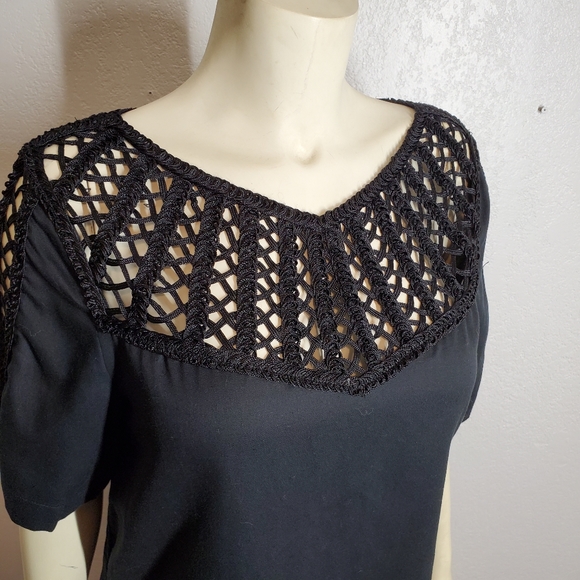 Anthropologie Maeve Battenburg Shift Black - Picture 5 of 11